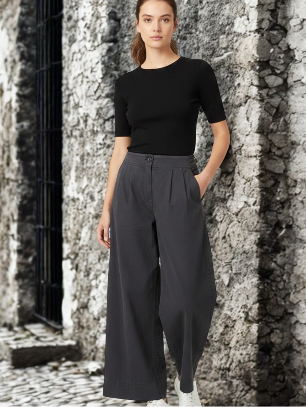 100% Cotton. J. Crew Navy Wide-Leg Trousers